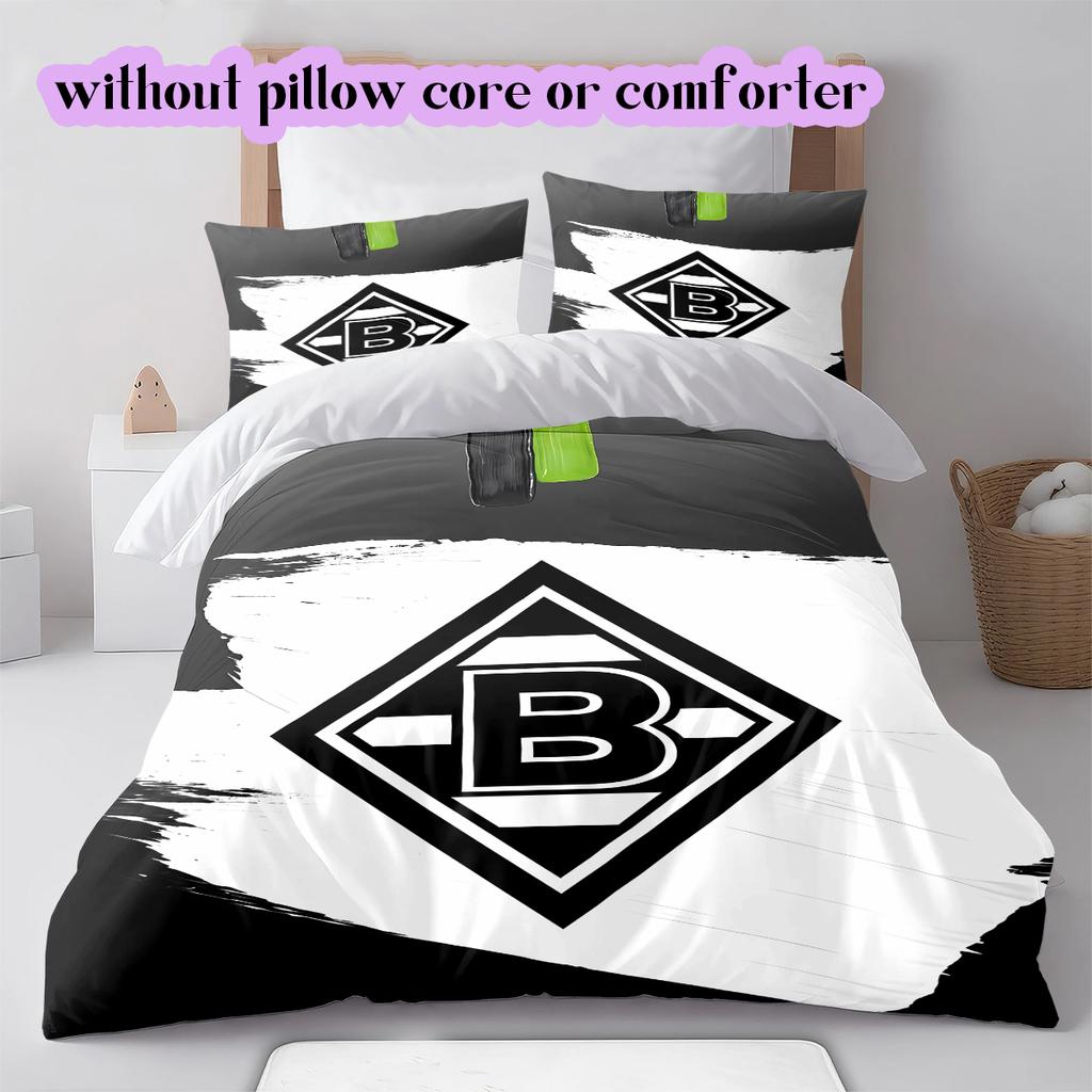 football Logo Pattern Bedding Quilt Set Quilt Cover Pillowcase Home Decoration Birthday Gift (1*duvet cover+ 2*pillowcase, without core)
