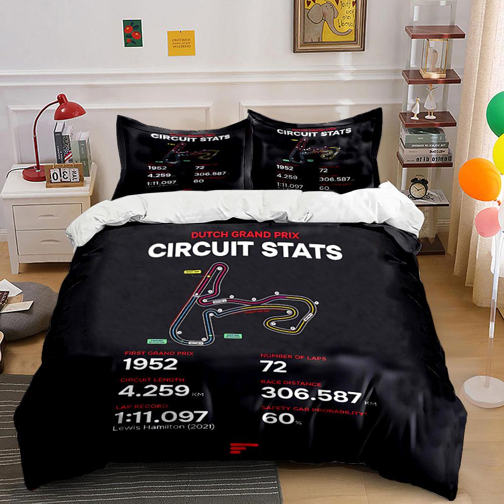Dutch Grand Prix Circuit Map Bedding Duvet Cover Set Duvet Cover Pillowcases (1*Duvet Cover 2*Pillowcases, without duvet insert)
