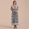 2022 Plus Size Zebra Print Beach Cover-Up: Loose Rayon Drawstring Bikini Robe