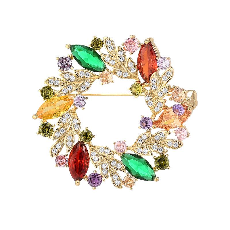 High-End Luxury Color Zircon Ring Bauhinia Corsage Atmospheric Brooch Suit Accessories