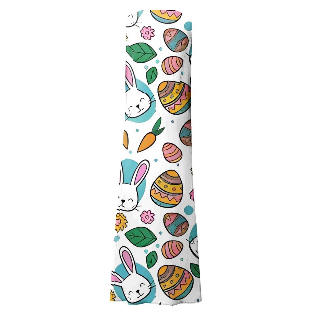 Women's Summer Casual Fashion Easter Printed Sleeveless Round Neck Pocket Dress