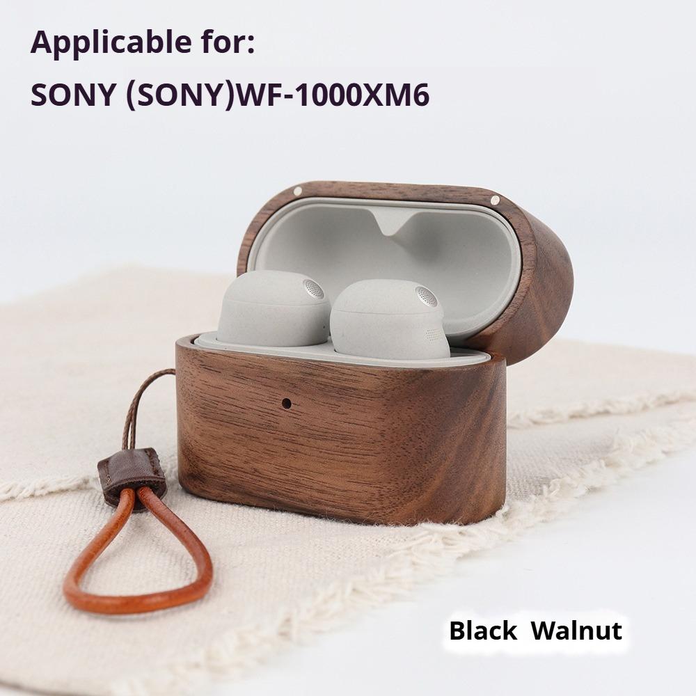 Для SONY WF-1000XM6 Прочный Деревянный Ореховый Чехол для Наушников для SONY WF-1000XM6 Магнитная Застежка Всесторонний Жесткий Чехол+Короткая веревка