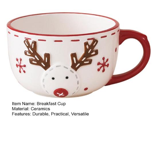 Керамическая кофейная чашка Санта Клаус Лось Чайная кружка Завтрак Овсянка