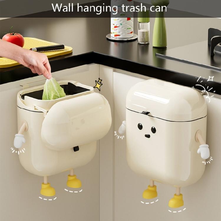 Space Efficient Trash Can for Kitchen Cabinet Door Under Sink Mounted Garbage Holder, Lid Included