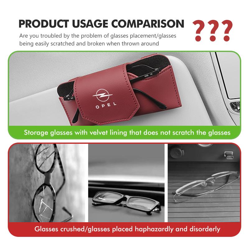 For Opel Leather Car Glasses Organizer Visor Clip On Anti Scratch Protector Zafira Meriva Mokka Vivaro Vectra Antara Ampera MH8