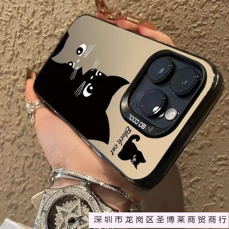 Черный кот подходит для 15plus personality 16promax Чехол для iPhone iphone14 Жесткий чехол 13pro Креативный 12