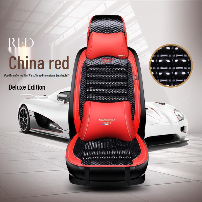 Wood Bead Ventilated Car Seat Cushion with Lumbar Support - Universal Four Seasons Cool Pad