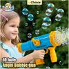 Ангельский пистолет для мыльных пузырей 10 отверстий Электрические пистолеты для мыльных пузырей Автоматическая машина для выдувания водяных пузырей Свадебная вечеринка Игрушка Подарок на День защиты детей