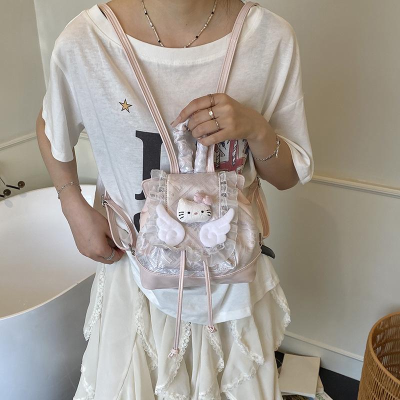 Niche Fashion Cute Lace Backpack Simple Casual High Value Schoolbag Exquisite Premium Children'S Backpack