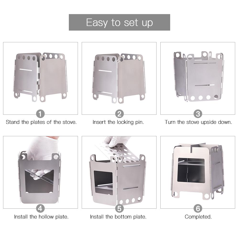 Lixada Портативная походная титановая плита, легкая складная дровяная печь, карманная уличная плита