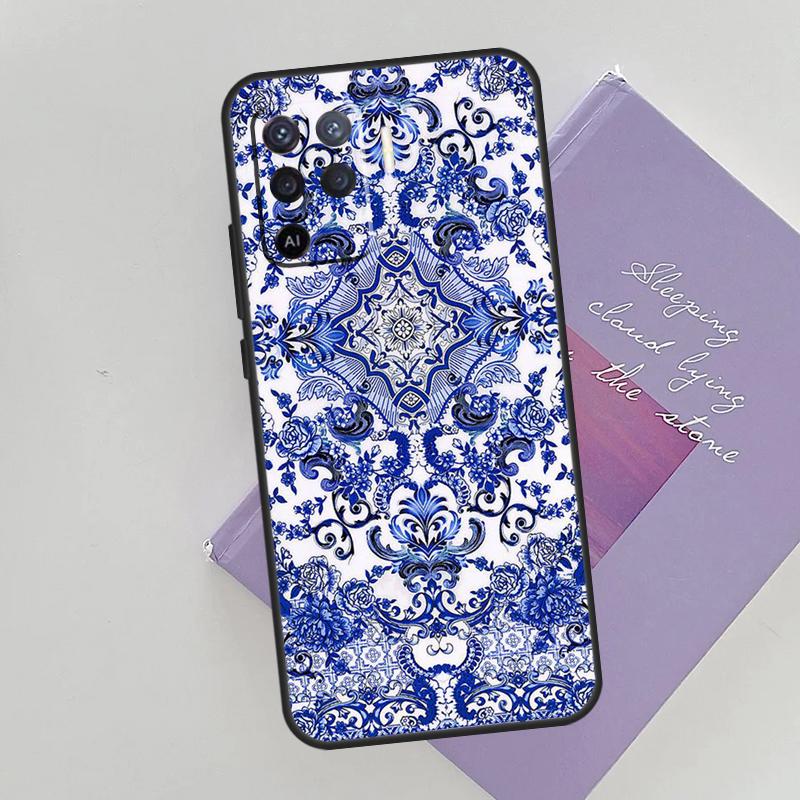 Blue And White Porcelain Case For Oppo A15 A16 A17 A52 A72 A76 A96 A74 A94 A53 A54S A57S A58 A78 A98 A77 Phone Cover