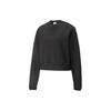 Solid Color Embroidered Logo Loose Round Neck Long Sleeve Sweatshirt Women Sweatshirt Black 533474-01