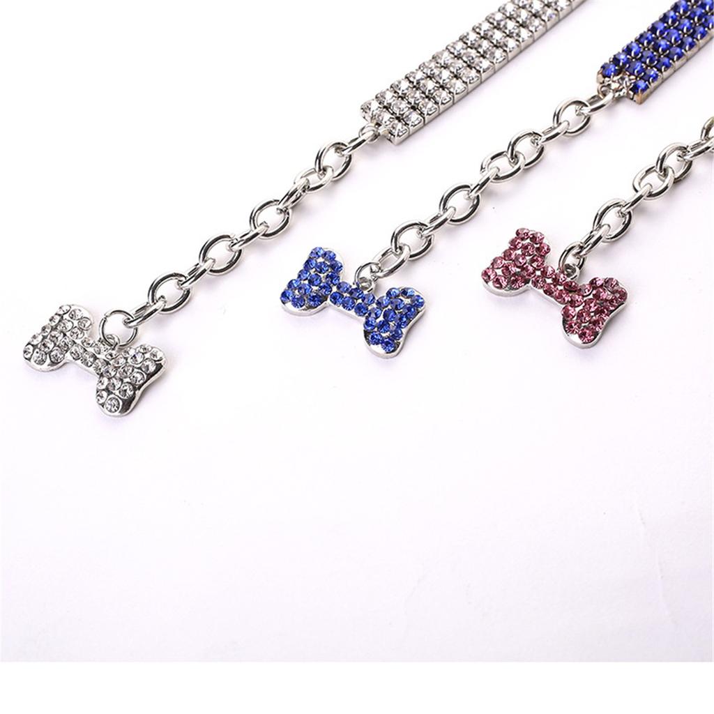 Pet Dog Bling Rhinestone Collars Fancy Necklace For Cats Small Dogs Female Puppy Collars