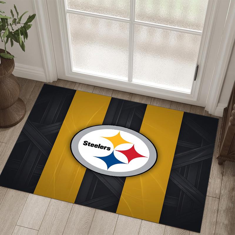 Pittsburgh Steelers Design Crystal Velvet Carpet Cozy Non?Slip Printed Rug For Bedroom Living Room Entrance