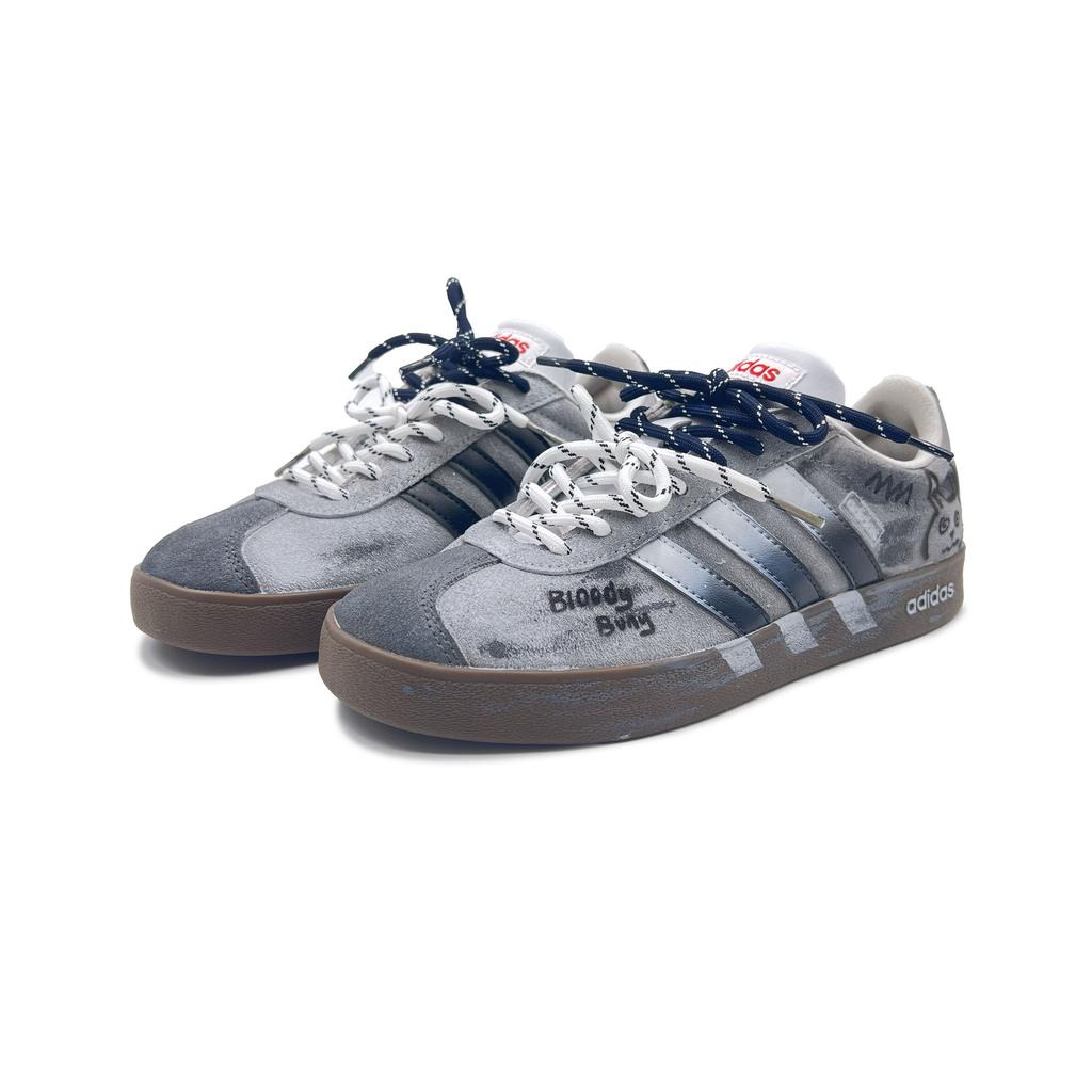 Adidas VL COURT 2.0 Violent Graffiti Rabbit Suede Abrasion Resistant Abrasion Resistant Low top Skateboard Shoes Unisex HQ1802(team1409-)