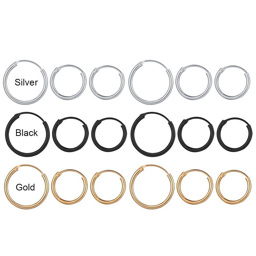 Men Ears Rings Silver Color Hoop Earrings Small Circle Cartilage Piercing Loop Goth Stud Earrings