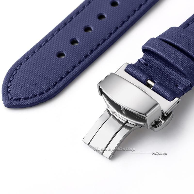 20 мм 22 мм парусиновые ремешки для умных часов Omega, Seiko, мужские, женские, с системой быстрой замены, водонепроницаемые, с бабочкой