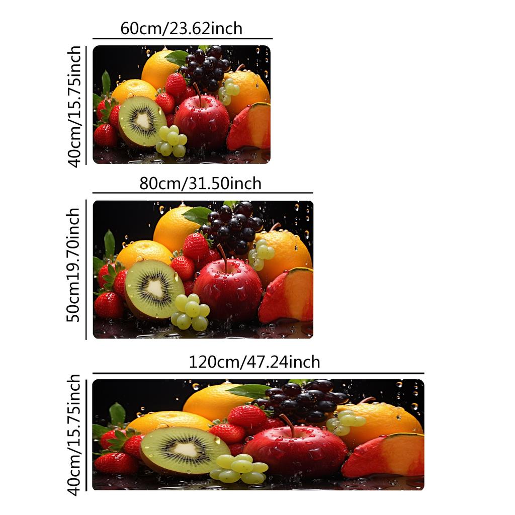 Luxury Flannel Fruit  Kitchen Mat Soft Thickened Kitchen Floor Mat Waterproof Non-slip Oil-proof Floor Mat Runner Rug