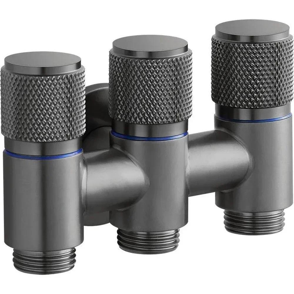 1шт. Угловой клапан для унитаза, угловой клапан для унитаза с одним входом и двумя выходами, двойной открытый кран, противоскользящий маховик, туалет