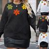 Women's Plus Size Women's Embroidered Yarn Flower Splicing Three-dimensional Decoration Woolen Pullover Sweater Long Sleeved Top
