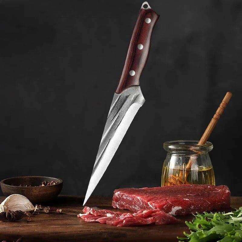 Кованый кухонный нож для мяса, нож для обвалки из нержавеющей стали, нож для мясника, нож для нарезки овощей и фруктов, острый нож для фруктов