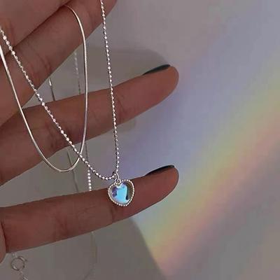 Ожерелье Love Moonlight Stone для женщин, японская и корейская мода, ниша, индивидуальность, свежий стиль, простая и универсальная цепочка на ключицу