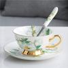 New Chinese Flower Tea Set Teapot Korean Bone China Coffee Cup Saucer Spoon Pastry Dessert Plate String Plate Gift Box Set