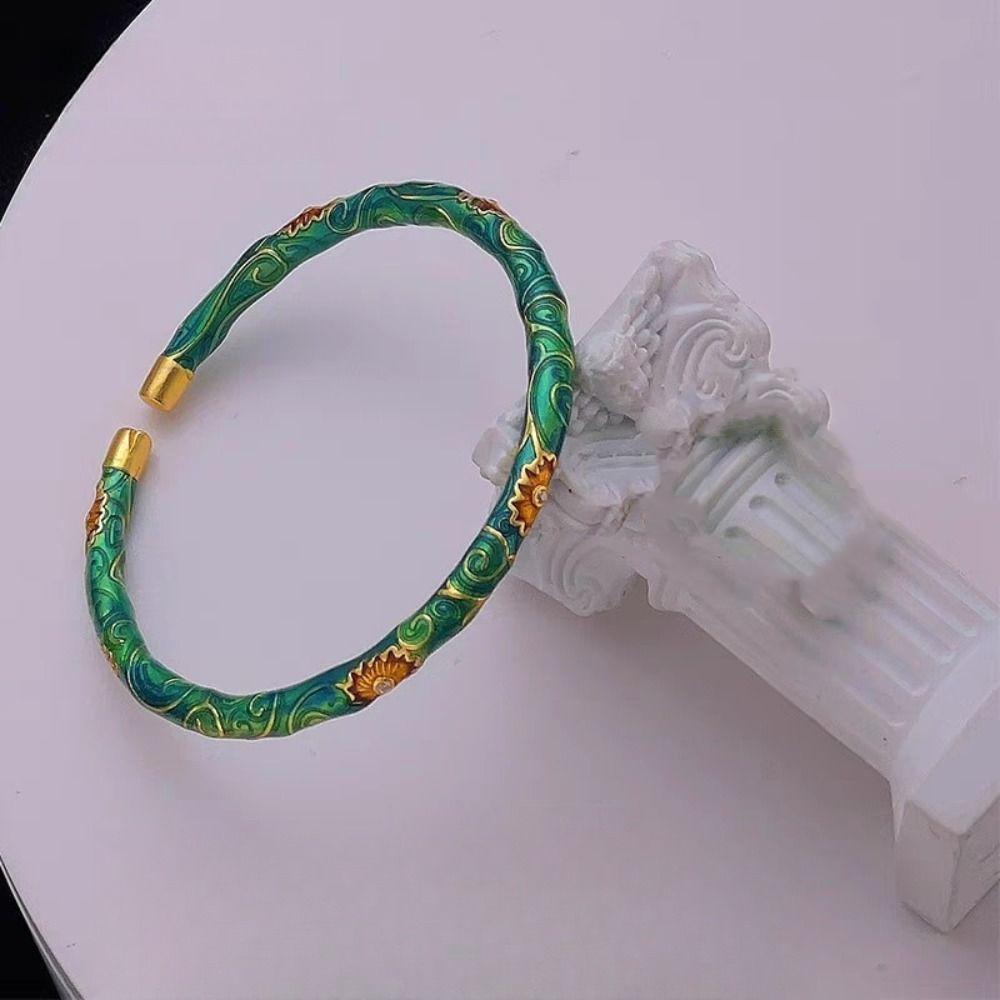 Браслет-кольцо с китайской перегородчатой эмалью, изысканный браслет-манжета с филигранным цветочным узором, женский эмалевый браслет, подарки