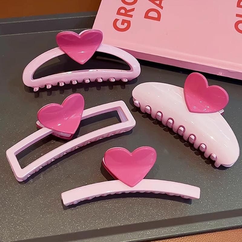 Новые розовые заколки-крабы для волос в форме сердца большого размера для женщин и девочек, милые аксессуары для волос, заколка-краб в форме прямоугольника