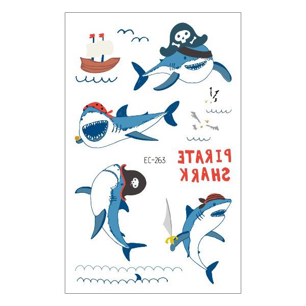 Waterproof Children's Pirate Shark Tattoo Stickers - Birthday Party & Cartoon Design