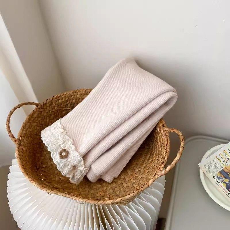 Детские термолеггинсы для девочек весна осень зима кружевные с цветочным узором милые простые облегающие брюки детские узкие штаны