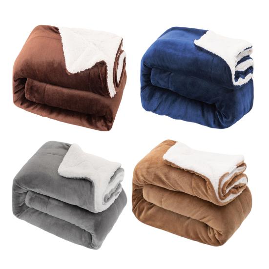 Yousheng Фланелевое одеяло Утолщенное Двухслойное Удобное на ощупь Одеяло Эластичный край Зимнее Теплое Плюшевое Одеяло Накидка на диван