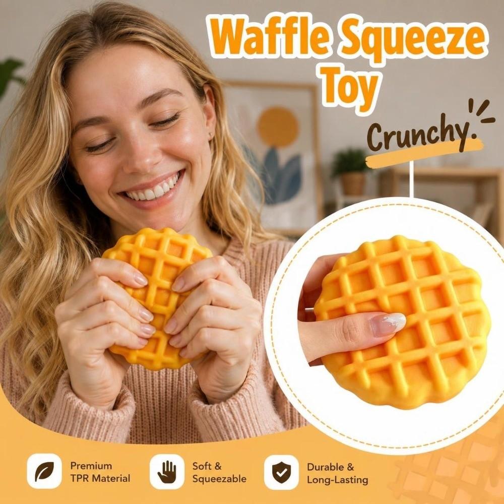 Crunchy Waffle Squeeze Toy Building Blocks Realistic Dessert Pinch TPR Fidget Toy for Kids Adults
