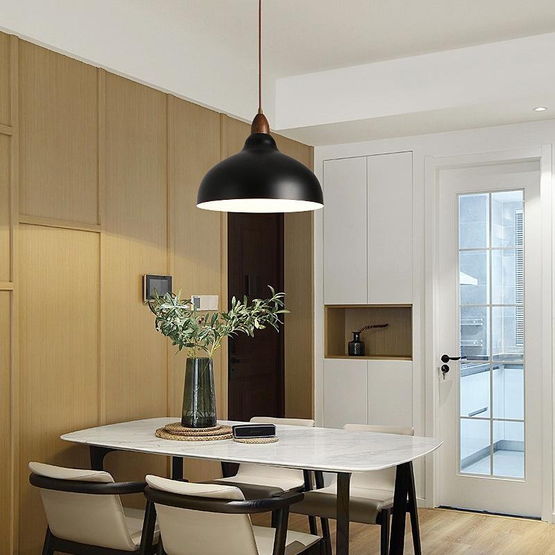 Nordic Minimalist Hanging Lamp Black White Metal Modern Pendant Light Retro Droplight for Bedroom Bedside Dining Room Bar Decor