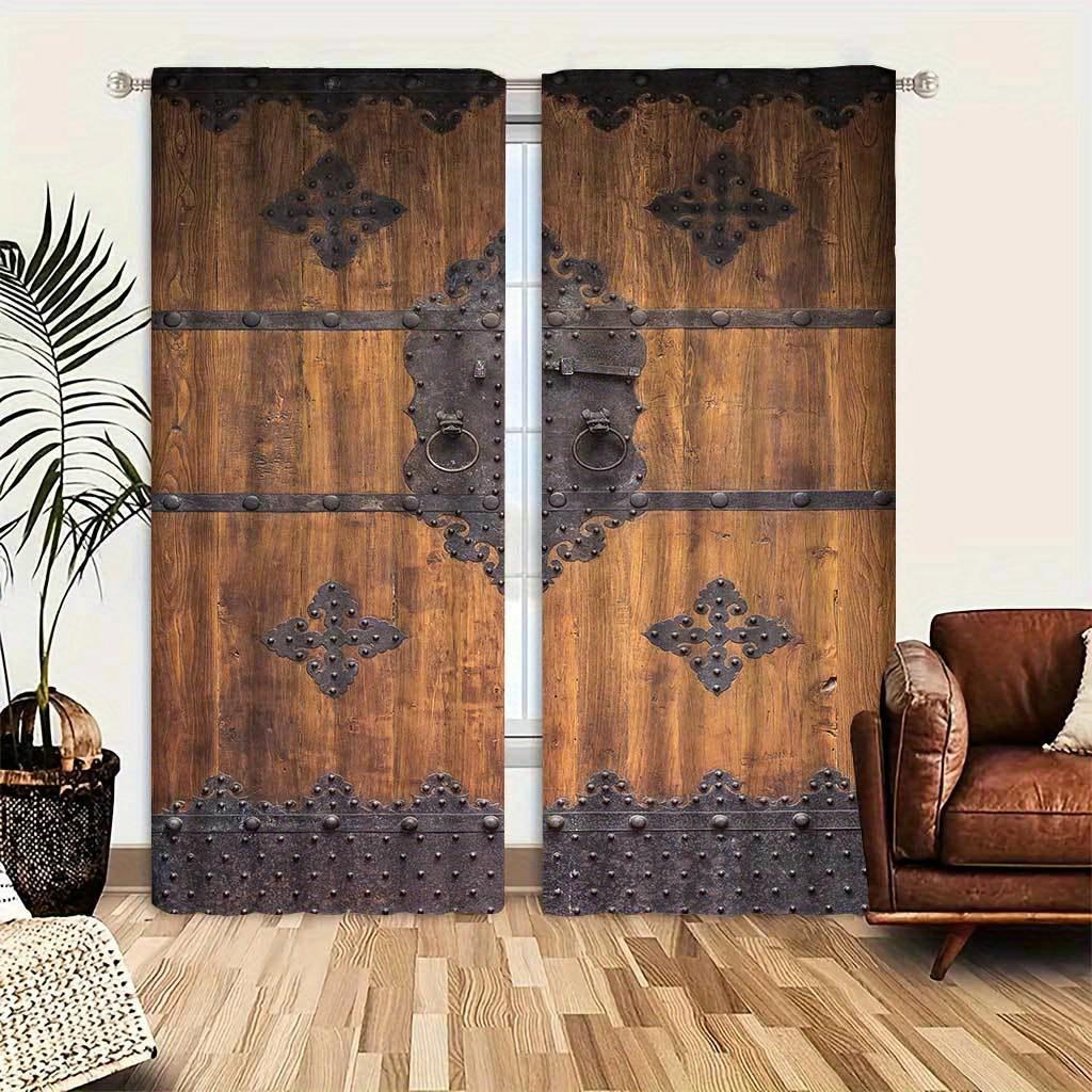 2 шт. Элегантные деревянные шторы с принтом на дверь с карманом для карниза для гостиной, спальни, кухни и кафе, декор окна смягчает вид