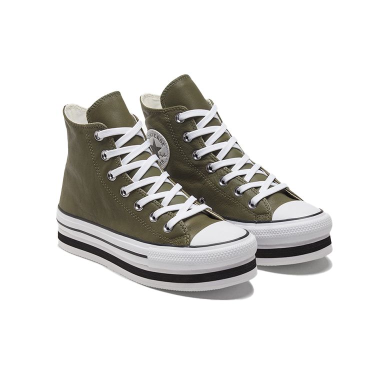 Converse Chuck Taylor All Star Platform Laye Удобные Повседневные Кожаные Высокие Кеды Женские кроссовки Зеленые 569724C