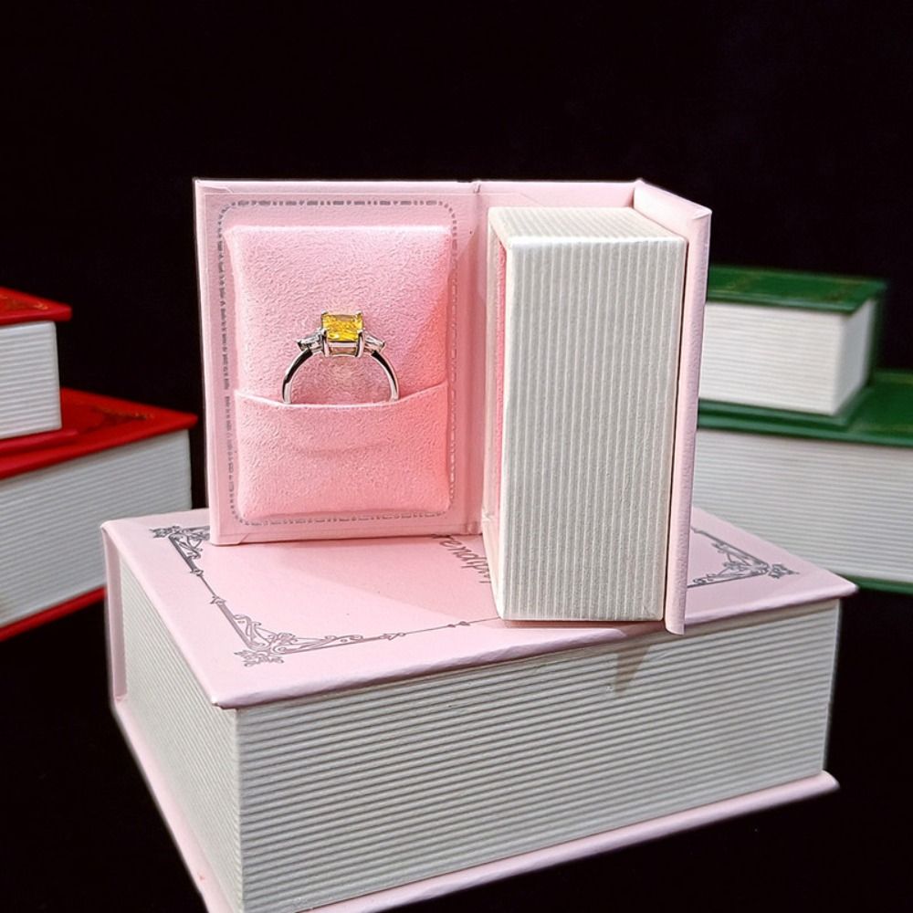 Magnetic Closure Book Shaped Jewelry Box Flip Cover Rings Earrings Organizer  Surprise Gift
