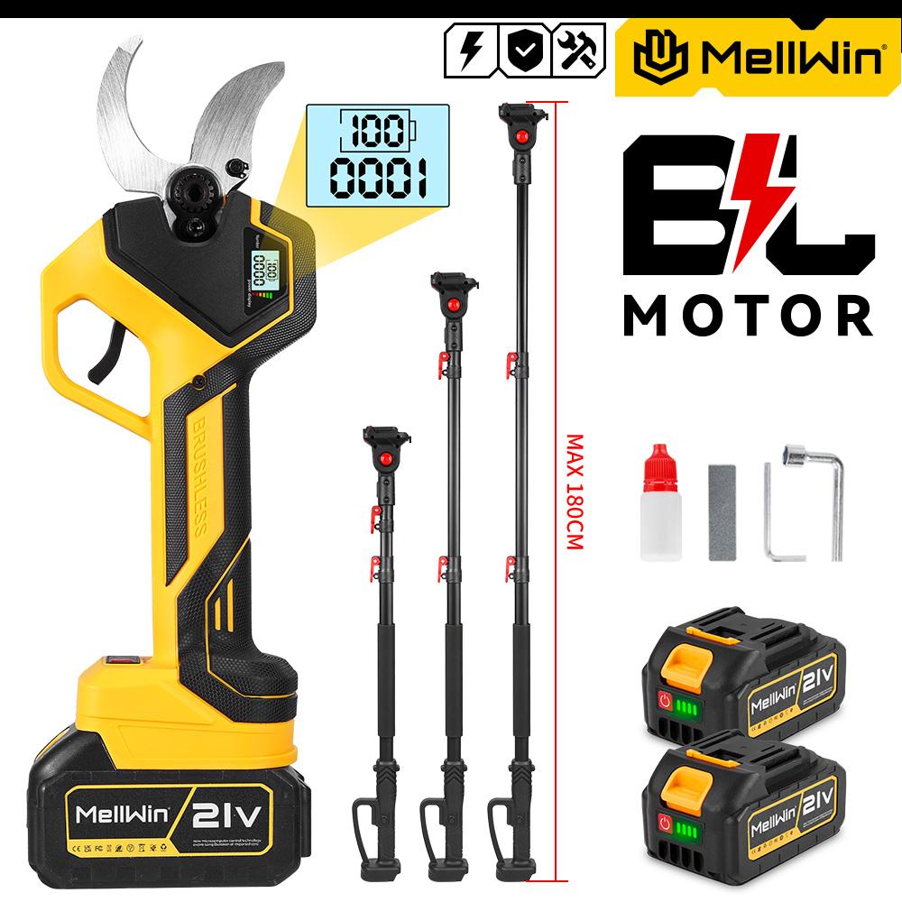 MELLWIN 2-в-1 Бесщеточный Электрический Сучкорез-Секатор с Телескопической Ручкой 180 см Садовый Инструмент-Секатор Для Аккумулятора Makita 18V