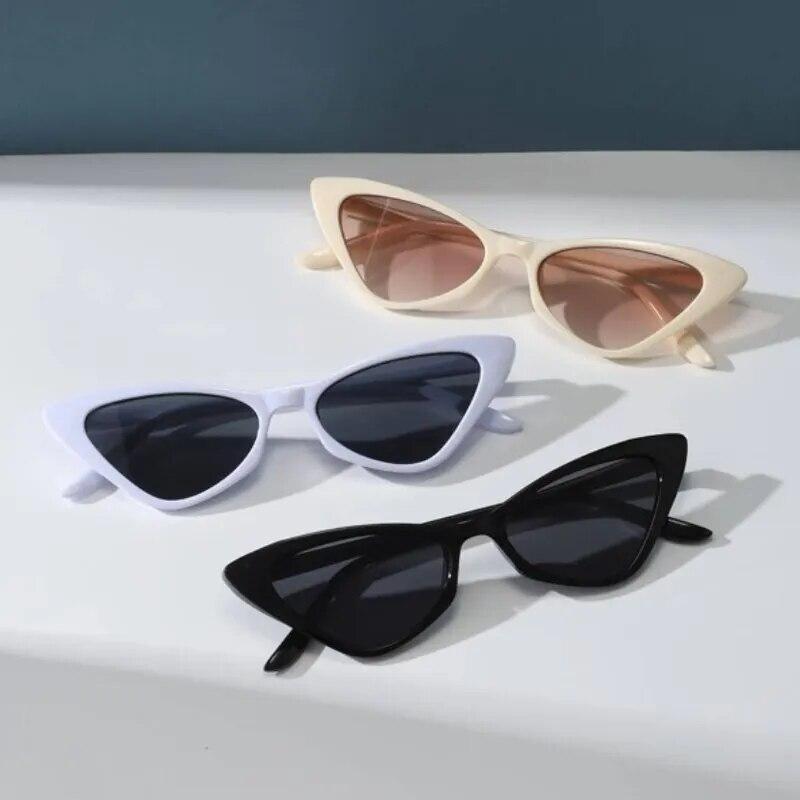 Small Cat Eye Sunglasses Women Cute Skinny Cat Eye Eyewear Retro Vintage Narrow Sunglasses Set
