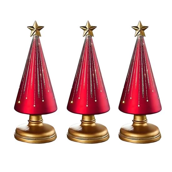 1/3Pcs Christmas Tree Decor with LED Light Built-in Timer Gradient Xmas Tree Sculptures Festive Home Decor
