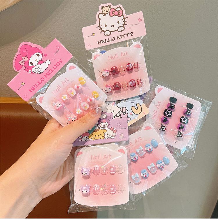 Милые мультяшные накладные ногти Sanrio Kawaii для детей: Моя Мелоди, Хелло Китти, Куроми