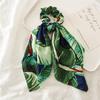 New Fashion Print Leaf Long Scarf Hair Band For Women Scrunchie Elastic Ribbon Bow Tie Ponytail Holder Hair Accessories Headwear