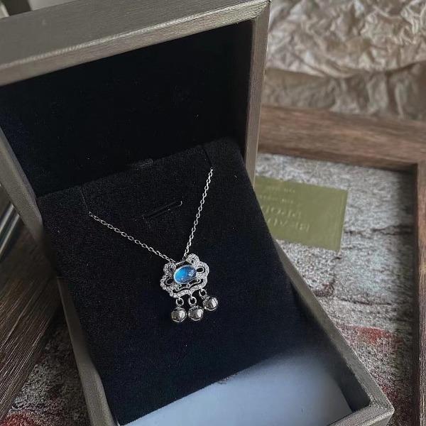 Лунный камень безопасности замок с длительным сроком службы ожерелье для женщин корейская версия простой колокольчик жуйи замок дизайн Sense INS. Элегантная цепочка Clawbone