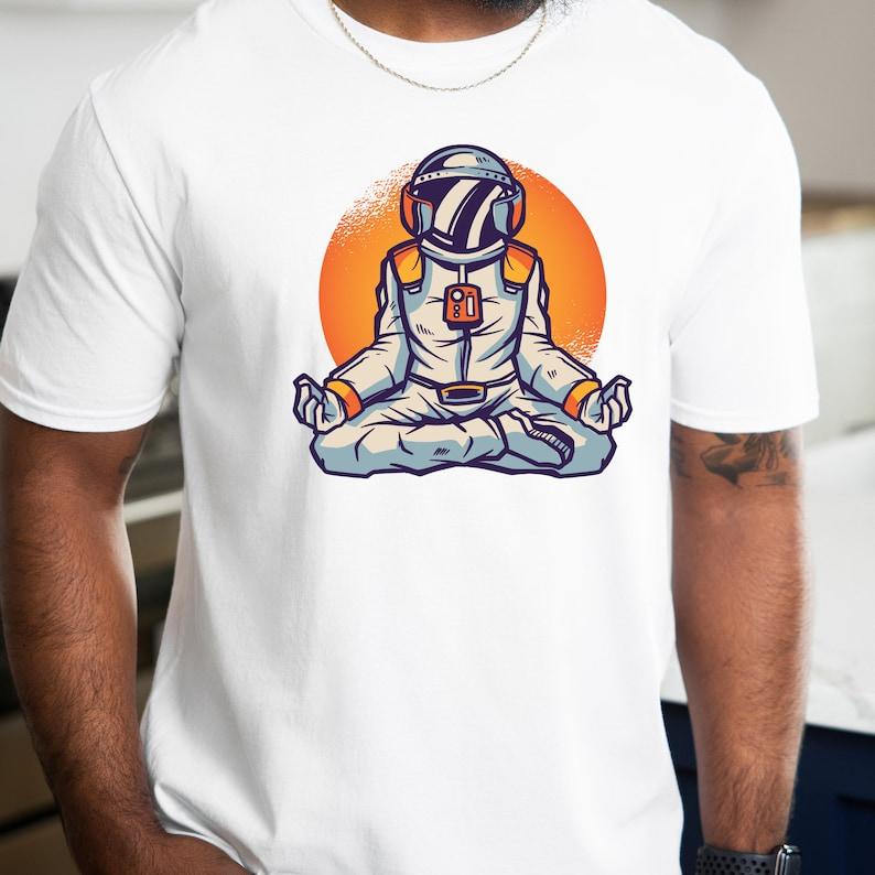 Meditating Astronaut Space Shirt Astronaut Planet Cosmic Alien Shirt Streetwear Casual Harajuku Summer Shortsleev Oneck Tops