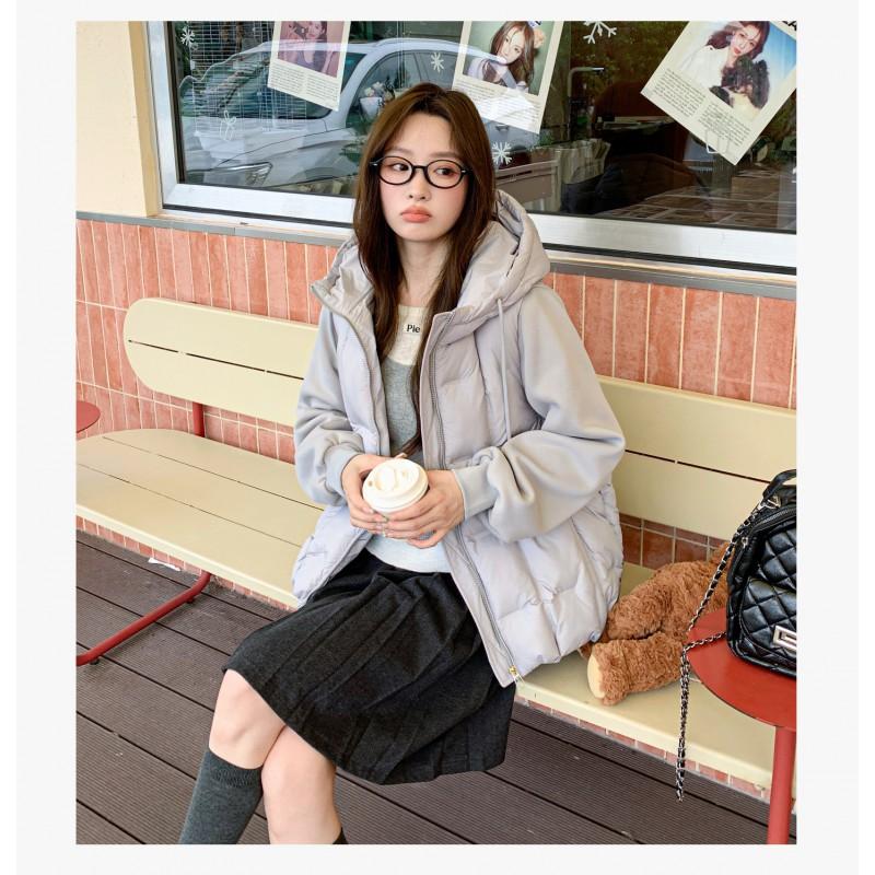 Womens Oversized Hooded Cotton Puffer Jacket 2026 Winter Warm Short Coat With Contrast Color Paneling