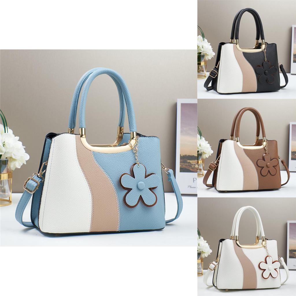 Сумка из искусственной кожи с цветными блоками и карманами на молнии для повседневного использования