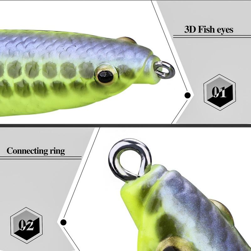 SOUGAYILANG 3pcs Umpan Pancing 3D Fish Eyes Double Hooks Soft Fishing Bait Soft Fishing Lures Outdoor Sea Fishing Tackle