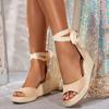 Big Size 43 Dropship Summer Trendy Espadrille Platform Wedges Women Sandals Chunky Platform Leisure Women Shoes Sandals