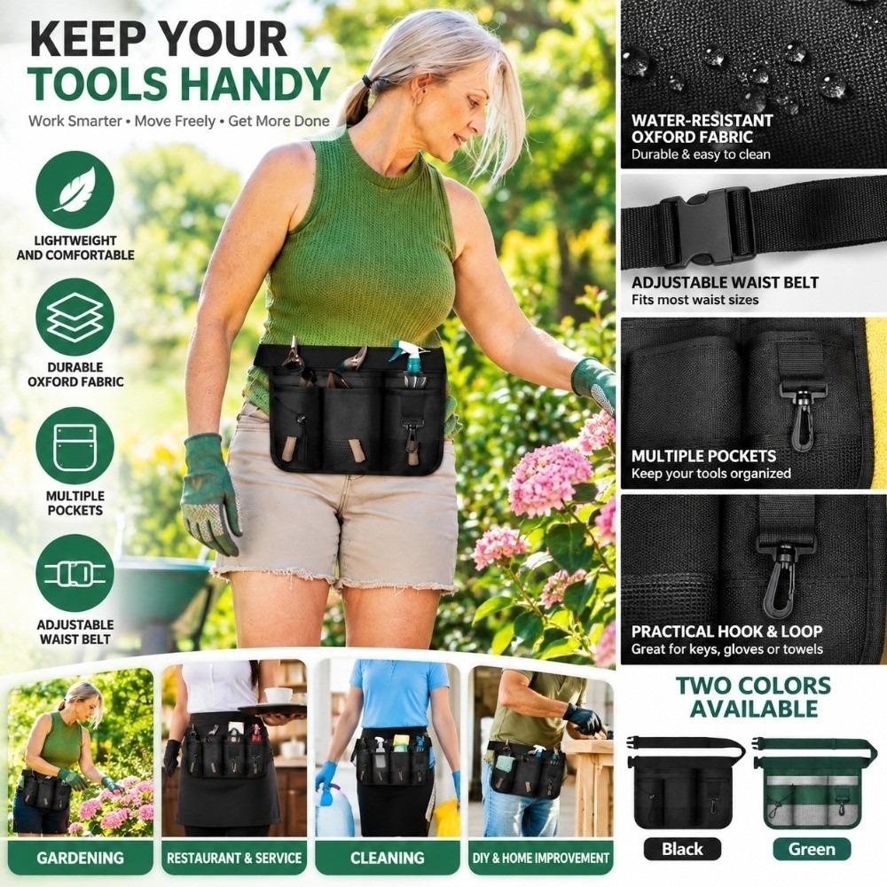 Green Black Tool Storage Bag with Belt Waist Tool Bag Versatile Multi Pocket Bag DIY Projects