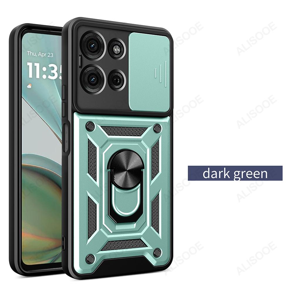 Чехол для Motorola G56 G86 G75 G85 G55 G35 Кейс Броня Сдвижная Защитная Крышка для Камеры для Motorola Moto G75 5G Подставка-Кольцо Фунда